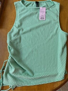 Target Green and White Gingham Knit Top
